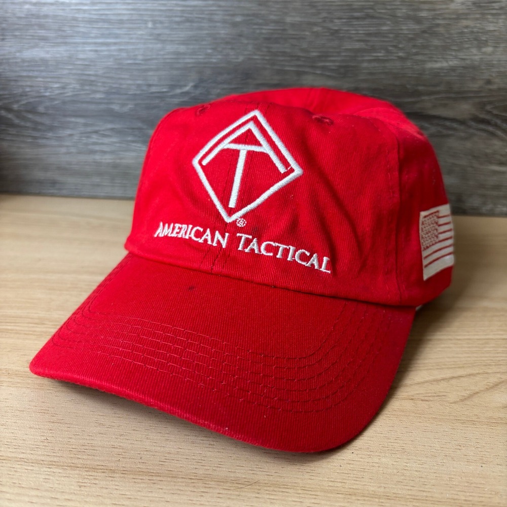American Tactical Hat Cap‎ Strap Back Red Logo Adjustable Outdoors